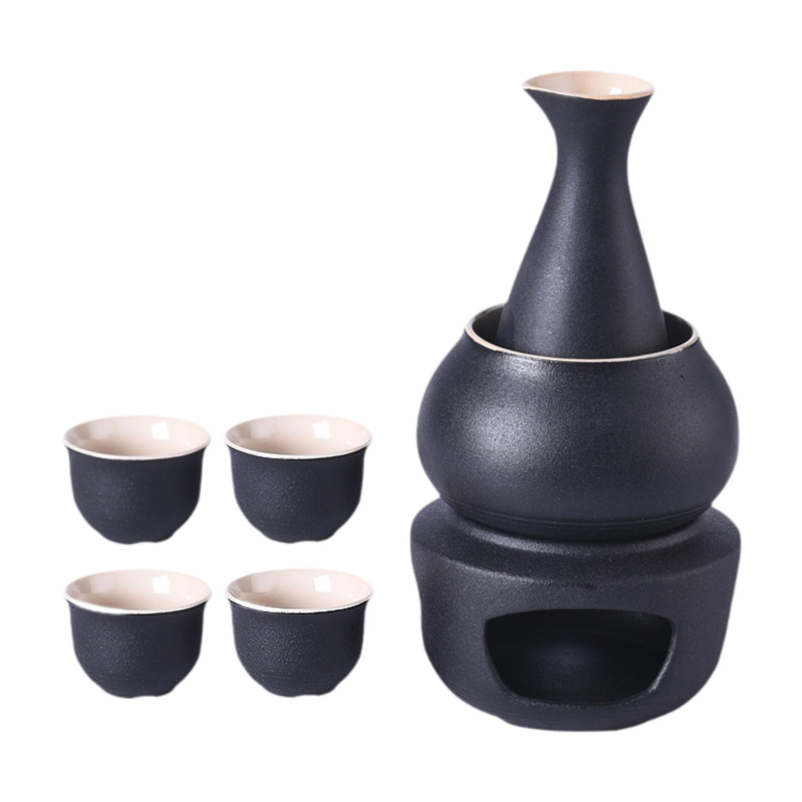Magideal - Juego De Sake De Cerámica Con Calentador, Botella De Sake Tradicional, Tazón Calentador, Cerámica De , Regalo De Bebida De Sake, Fiesta De Té