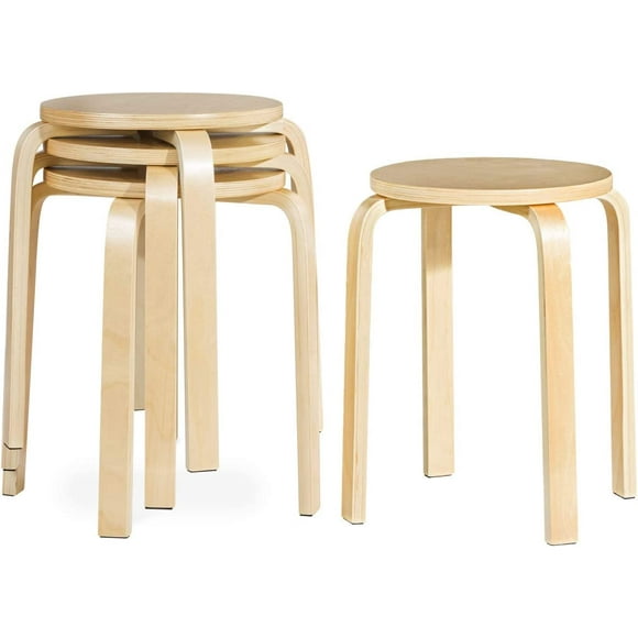 Juego de 4 taburetes apilables de madera curvada COSTWAY 46 cm de altura