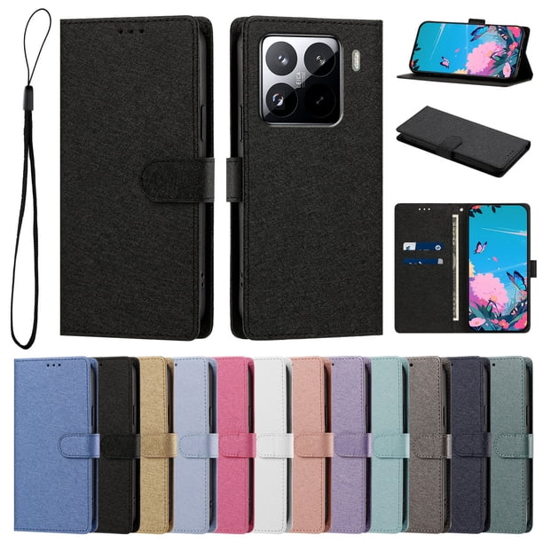 Funda Cartera de PU para Xiaomi 15 Pro con Tarjetas, Negro