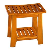 Banco De Ducha De Teca Nnn 18 Estándar Con Estante Y Asa, 300 Kg