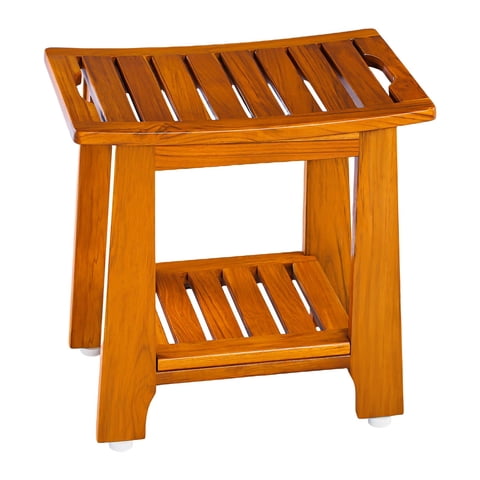 Banco De Ducha De Teca Nnn 18 Estándar Con Estante Y Asa, 300 Kg