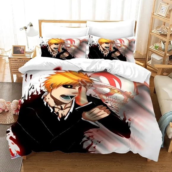 Bleach Kurosaki Ichigo Duvet Cover Pillowcase Bedding Set Double Adult Kids Bedclothes Quilt Cover