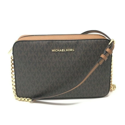 Cartera Michael Kors Jet Set East West, Color Saffiano, Café Dorado, Tamaño Grande