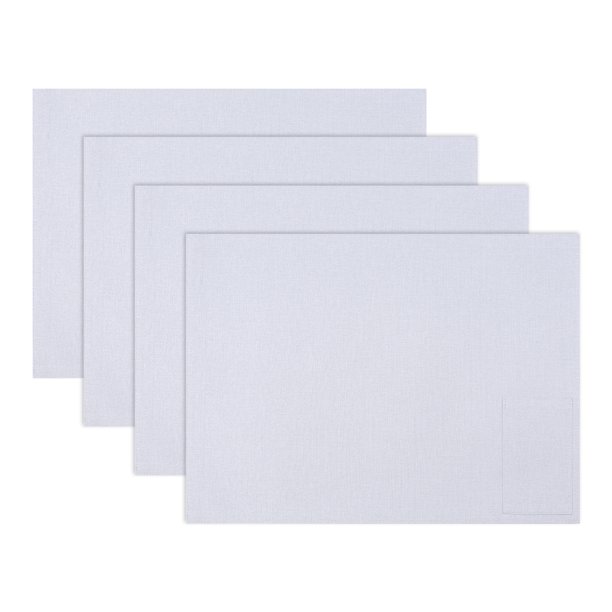Juego de 4 manteles individuales de lino de algodón, manteles rectangulares rústicos para decoración de mesa de comedor, lavables, manteles de cocina, limpiar con paño, gris claro 17.7x13 pulgadas