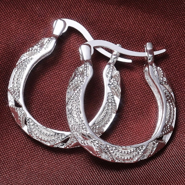 Stylish Silver Textured Hoop Earrings - Effortlessly Chic and Comfortable