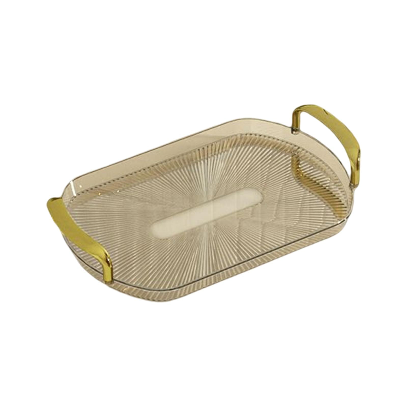 Magideal - Bandeja De Servicio Elegante Bandeja De Servicio De Postre De Fruta Bandeja De Cosméticos Adornada Bandeja De Baño Bandeja De Desayuno Decoración Para Marrón