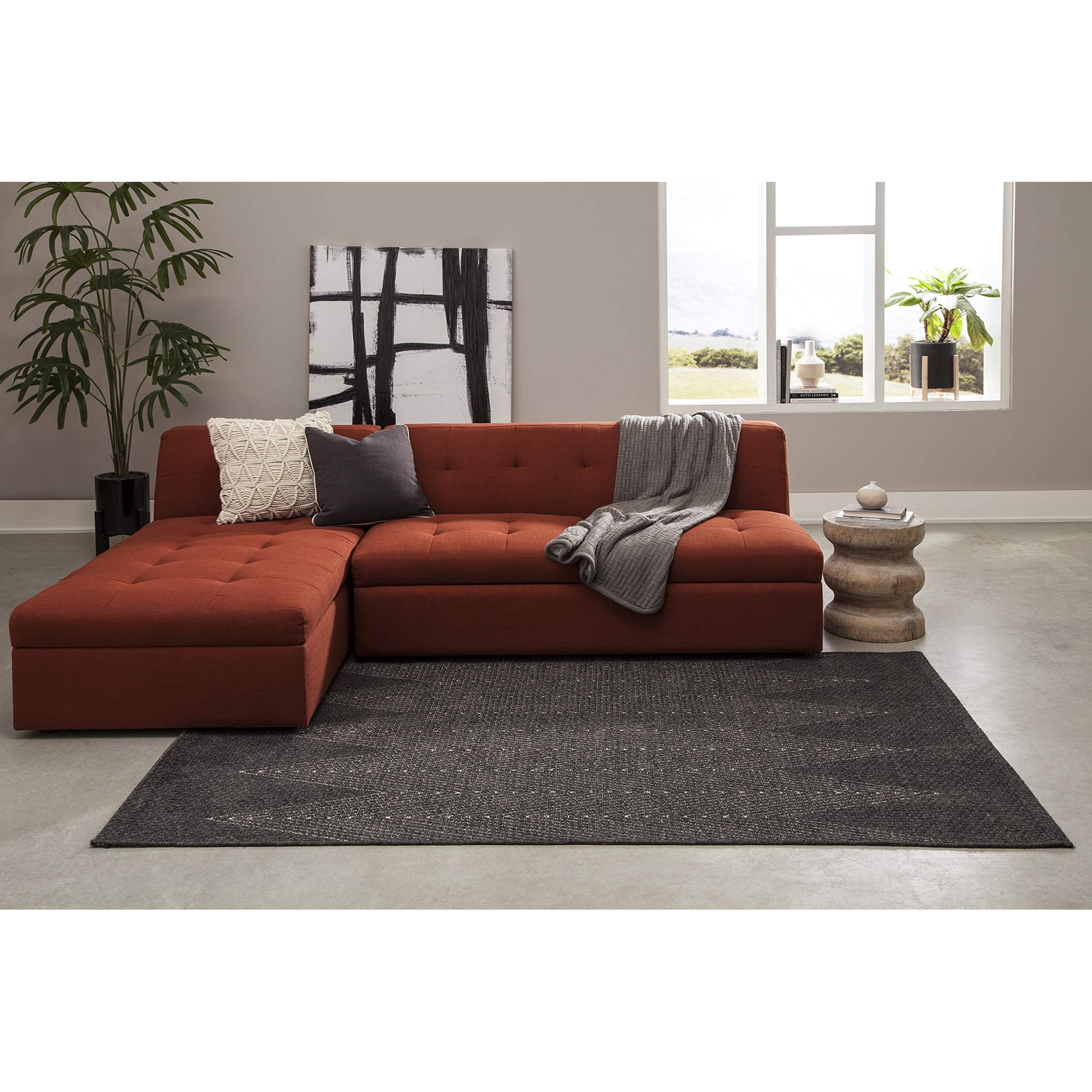 Alfombra Momeni Como Para Interiores Y Exteriores, Color Carbón, 60 Cm X 180 Cm