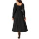 thumbnail image 3 of INSPIRE CHIC Vestido Midi de Mujer con Cuello Cuadrado, Cintura Fruncida, Manga Larga, Suave, Casual, Elegante, con Capas, M Negro, 3 of 6