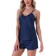 thumbnail image 4 of INSPIRE CHIC Conjuntos de Ropa de Dormir de Satén para Mujeres con Tirantes Dobles Sin Mangas Conjunto de Pijama de Camiseta Sedosa 2 Piezas 2XL Azul, 4 of 6