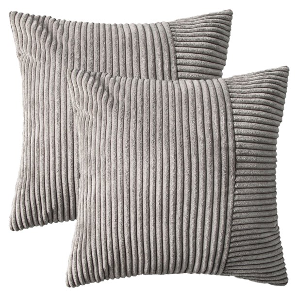 Funda de Cojines REGALWOVEN Juego de 2 Modernas Rayas Decorativas para Sofá Cama para Sala de Estar Gris 18" x 18"