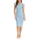 thumbnail image 1 of Vestido tubo sin mangas para el trabajo con volantes, cuello en V y abertura INSPIRE CHIC para mujer XL Azul claro, 1 of 6