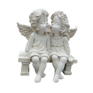 Bothyi - Estatua De Pareja De Ángeles, Estatuilla De Resina, Gabinete De Hotel, Decoración Del Hogar, Escultura De Querubín, Color Blanco