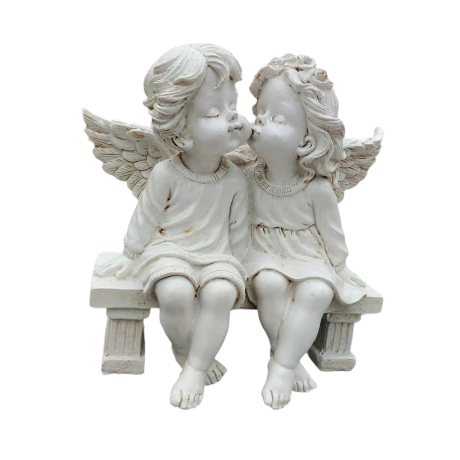 Bothyi - Estatua De Pareja De Ángeles, Estatuilla De Resina, Gabinete De Hotel, Decoración Del Hogar, Escultura De Querubín, Color Blanco