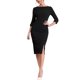 thumbnail image 1 of INSPIRE CHIC Vestido de Tubo para Mujer Cuello Barco Mangas 3/4 Dobladillo con Abertura Vestidos Midi para el Trabajo Negro XS, 1 of 6