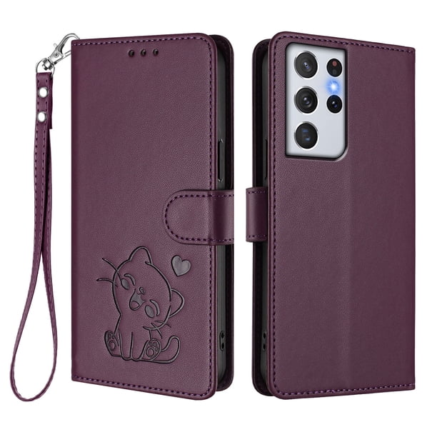 Funda Billetera Magnética para Samsung Galaxy S21 Ultra, Morado Oscuro