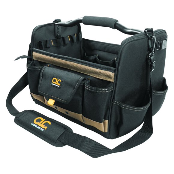 Caja de herramientas CLC Custom Leathercraft 1578 con 31 bolsillos en la parte superior abierta
