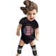 thumbnail image 3 of Mono de manga corta con estampado de béisbol y letras del 4 de julio para niños pequeños, ropa para niños de 18 meses (negro-C, 18-24 meses), 3 of 7