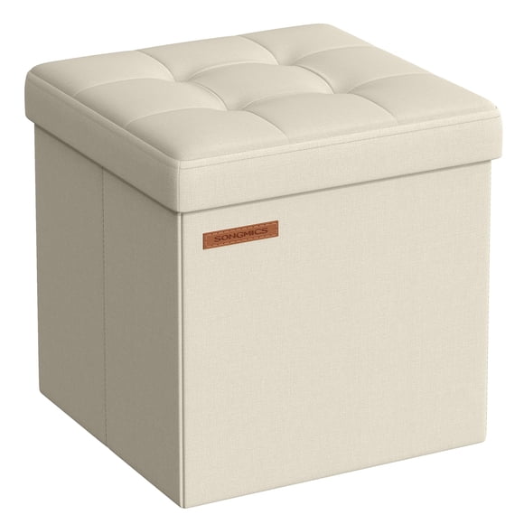 Storage Ottoman SONGMICS - Reposapiés plegable (30 x 30 x 30 cm), color blanco