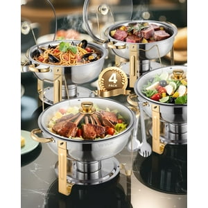 Juego De Platos Para Buffet Hafing Dish Vevor, 5 Litros, Paquete De 4 Unidades, Acero Inoxidable Dorado