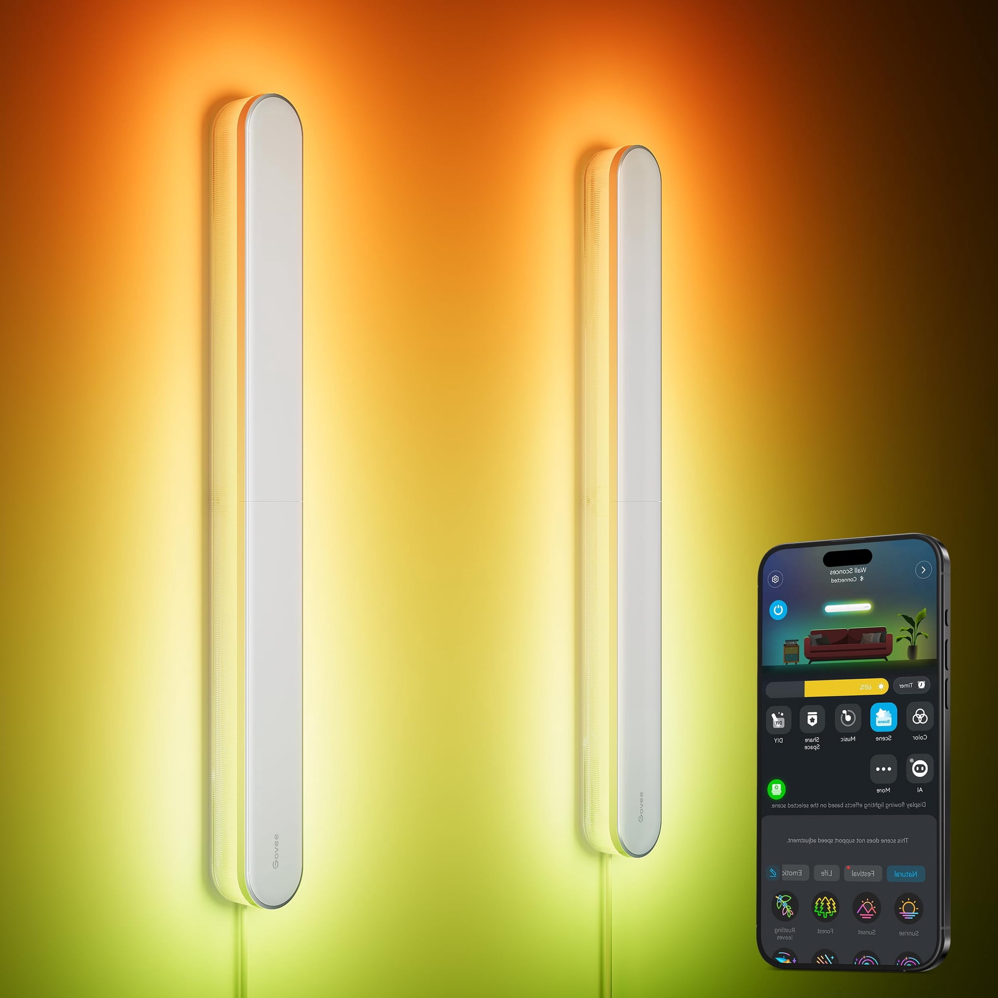 Juego De 2 Apliques De Pared Govee Rgbic Led Con Matter Y Alexa