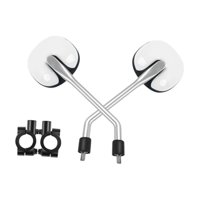 Magideal - Kit De Espejos Retrovisores Para Motocicleta, Espejos Laterales Fáciles De Instalar Con Herramienta De Instalación, Espejos Redondos Para Modificación Blanco