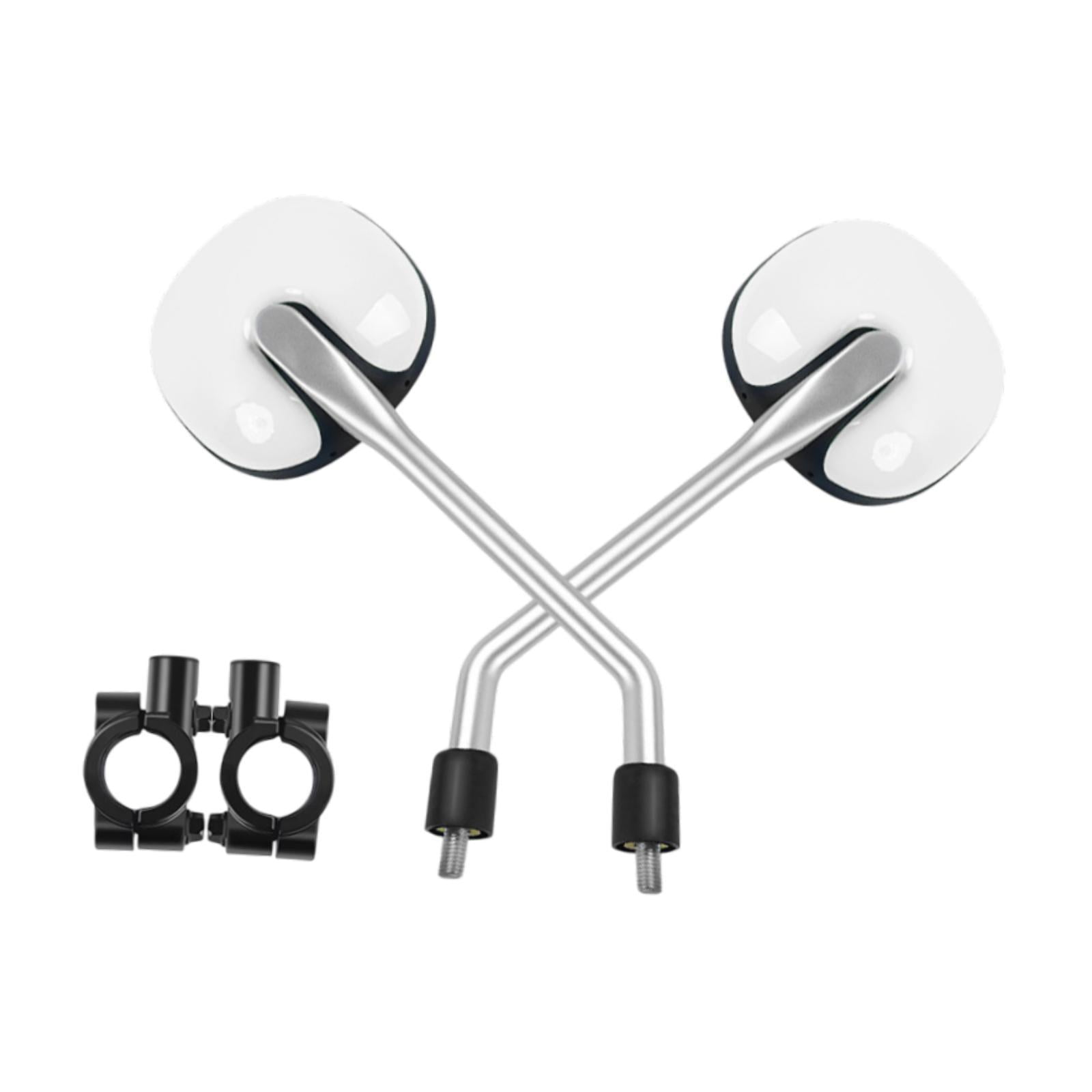 Magideal - Kit De Espejos Retrovisores Para Motocicleta, Espejos Laterales Fáciles De Instalar Con Herramienta De Instalación, Espejos Redondos Para Modificación Blanco