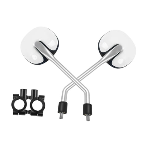 Magideal - Kit De Espejos Retrovisores Para Motocicleta, Espejos Laterales Fáciles De Instalar Con Herramienta De Instalación, Espejos Redondos Para Modificación Blanco