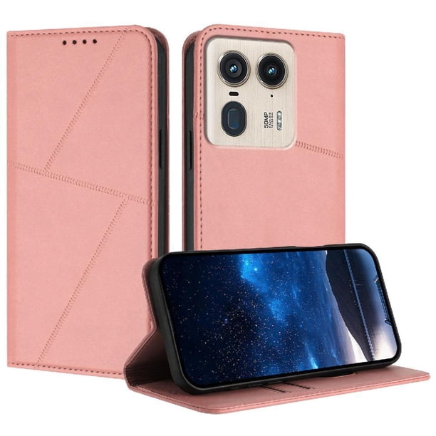 Funda Cartera Magnética para Motorola Edge 50 Ultra Protección Antichoque con Ranuras Rosa