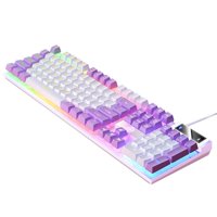 Magideal - Mecánico Para Juegos Con Cable, Rgb Retroiluminado Usb 104 Teclas Respuesta Rápida Controles Multimedia Cómodos, Para Computadora De , Violeta Blanco Púrpura
