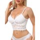thumbnail image 4 of INSPIRE CHIC Camisola de Encaje para Mujer con Escote Profundo Transparente sin Mangas con Tirantes y Espalda de Malla con Copa Fina M Blanco, 4 of 5