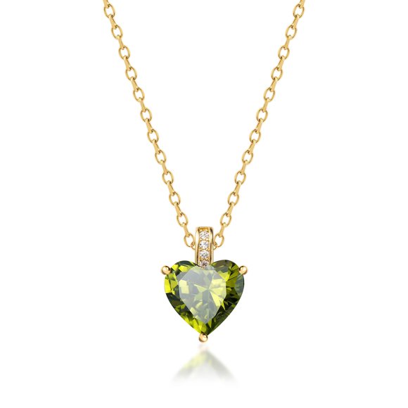 Collar MIDDLUX Corazón de Peridoto 41 cm + 5 cm Acabado en Oro 18k