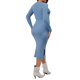 thumbnail image 3 of INSPIRE CHIC Vestido de maternidad de punto acanalado para mujer, manga larga, cuello redondo, conjunto de 2 piezas, suéter ajustado, azul M, 3 of 6