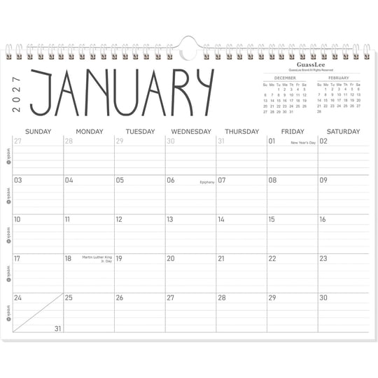 Calendario De Pared Guasslee 12 Meses