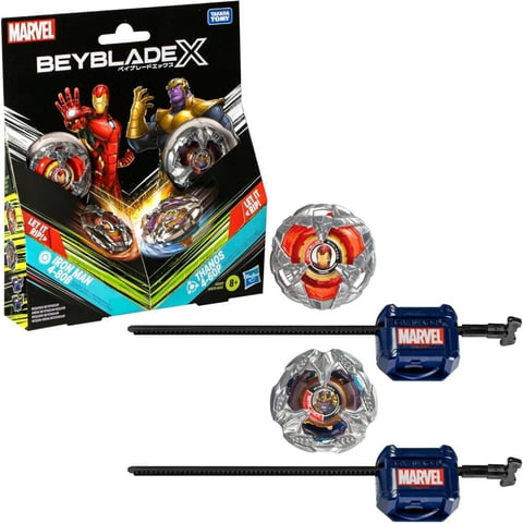 Hasbro - Beyblade X - Dual Pack - Iron Man 4-80B (Stamina) & Thanos 4-60P (Balance)