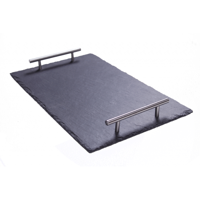 Tabla Rectangular Con Asas 40X30Cm Pizarra Negro Lugano