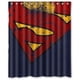 thumbnail image 1 of Cortina de ducha marrón con el logotipo de Superman y ganchos, tamaño 60 x 72 pulgadas, 1 of 3