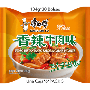 Fideo Instantaneo Kang Shi Fu Sabor A Carne Picante 104G*30 Bolsas