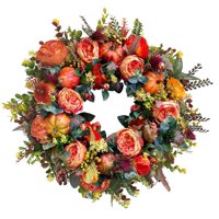 Magideal - Corona De Acción De Gracias, Corona De Puerta De Otoño, Decoración De Flores Artificiales Multiusos Realista Y Resistente Para Ventana, Porche Frontal Diámetro 40Cm