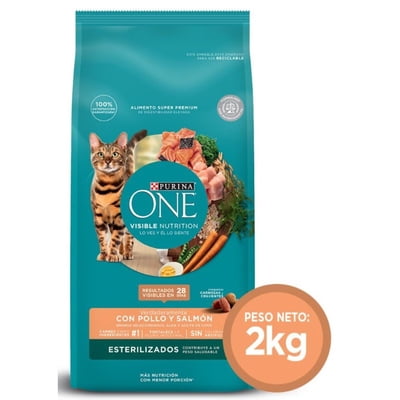 Alimento Seco Gato Adulto Esterilizado Sabor Pollo Y Salmón Bolsa 2 Kg Purina One