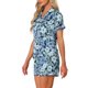 thumbnail image 4 of INSPIRE CHIC Pijama de mujer con estampado, manga corta, suave, botones, cuello con muesca, conjunto de pantalones cortos para primavera y verano, X-Small, azul-blanco, 4 of 6