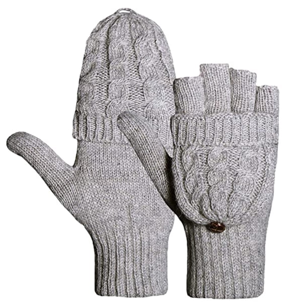 Lindos guantes de lana de doble uso, cálidos guantes de lana de medio dedo y medio dedo para otoño e invierno para mujeres y hombres.