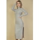 thumbnail image 4 of Vestido De Cuello Alto De Punto Suave Y Mullido Con Abertura En El Muslo, 4 of 11