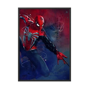 Creango - Cuadro Poster Enmarcado Spiderman Hombre Araña Marvel Decorativo