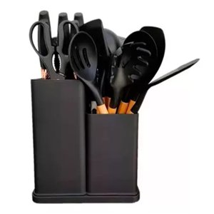 Genérico - Set 19 Utensilios Cocina Antiadherente Silicona Mango Madera