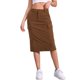 thumbnail image 1 of INSPIRE CHIC Falda de Mujer Cintura Alta Elástica Espalda Pana Faldas Midi XS Marrón, 1 of 6