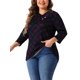 thumbnail image 4 of Agnes Orinda Conjuntos de Halloween para Mujeres Tallas Grandes Tops de Escuela Universitaria 3/4 Manga Blusa Casual Elegante de Punto a Rayas Cuello Asimétrico Camiseta de Moda 4X Púrpura Negro, 4 of 6