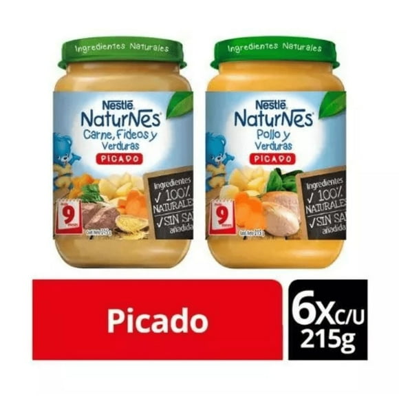 Pack x12 picado Nestlé® Naturnes® pollo verduras y carne fideos