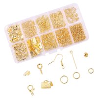 Magideal - Juego De Fabricación De Aretes Con Anillos De Salto Abiertos Pasadores De Oreja Abrazadera De Cinta Engarces Con Lazo Hallazgos De Joyería Extremos De , Dorado