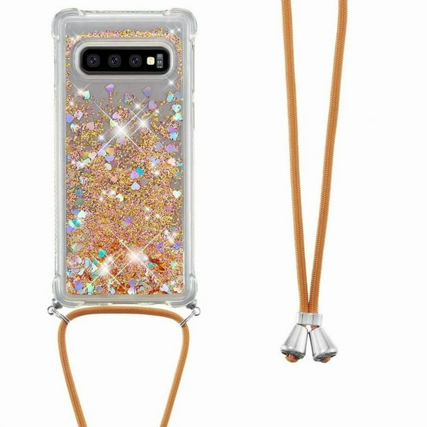 Funda FOXDOCK para Samsung Galaxy S10 Plus con Cuerda Ajustable, Brillo Líquido, Protección Antigolpes y Lente – Ideal para Regalo