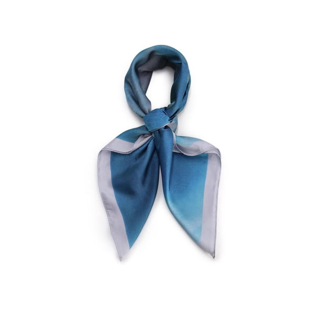 Pañuelo tipo seda 70 x70 estampado pintura casual elegante azul Talla Única